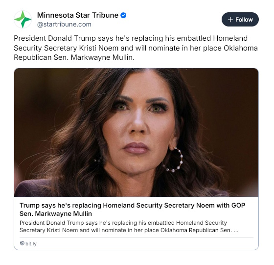 Noem's gone